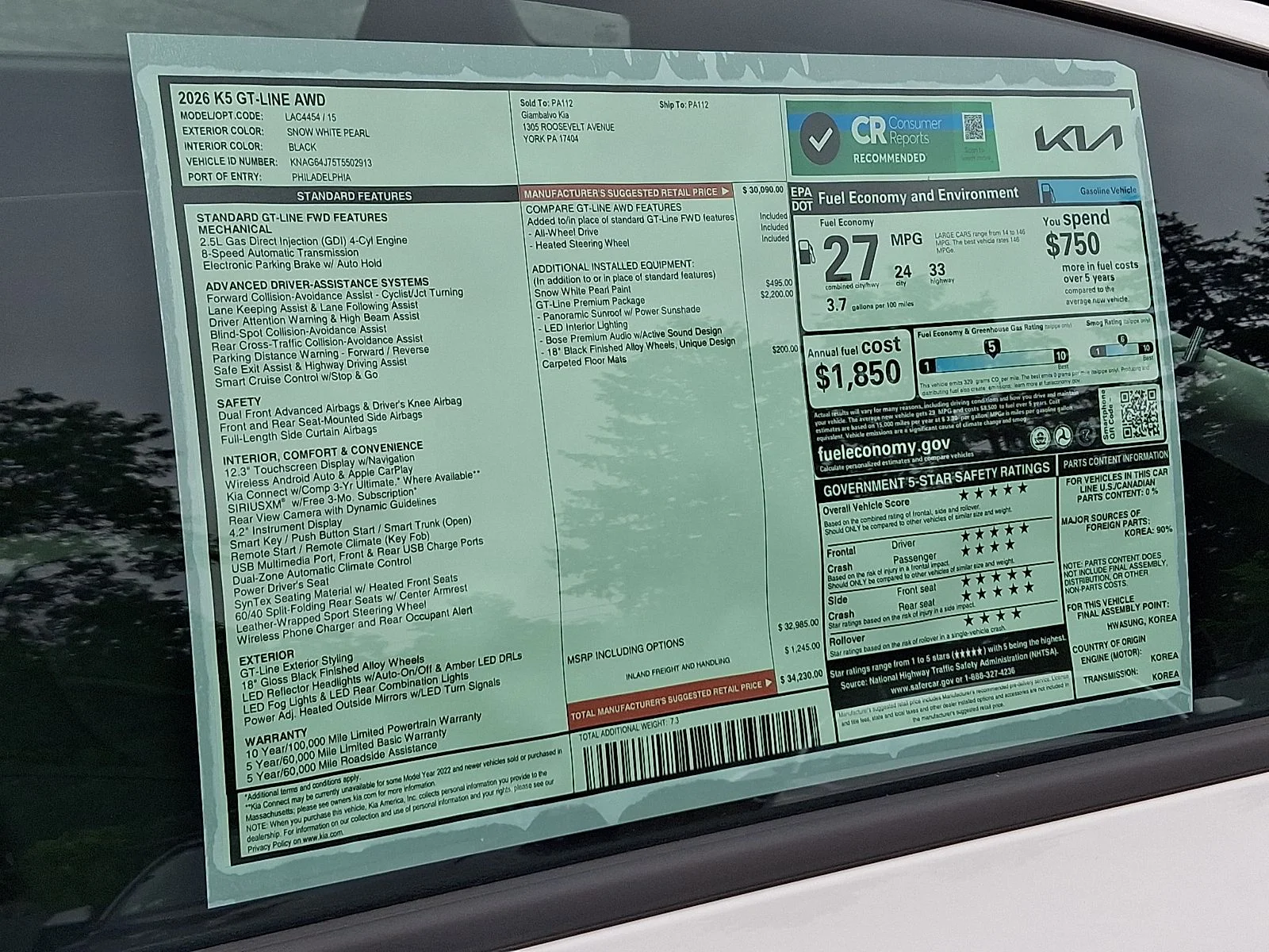 New 2026 White Kia GT-Line image 23