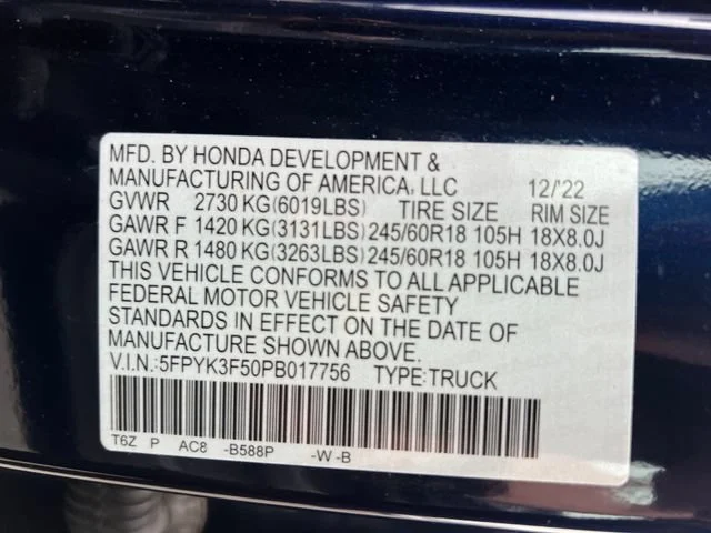 Used 2023 Obsidian Blue Pearl Honda RTL image 16