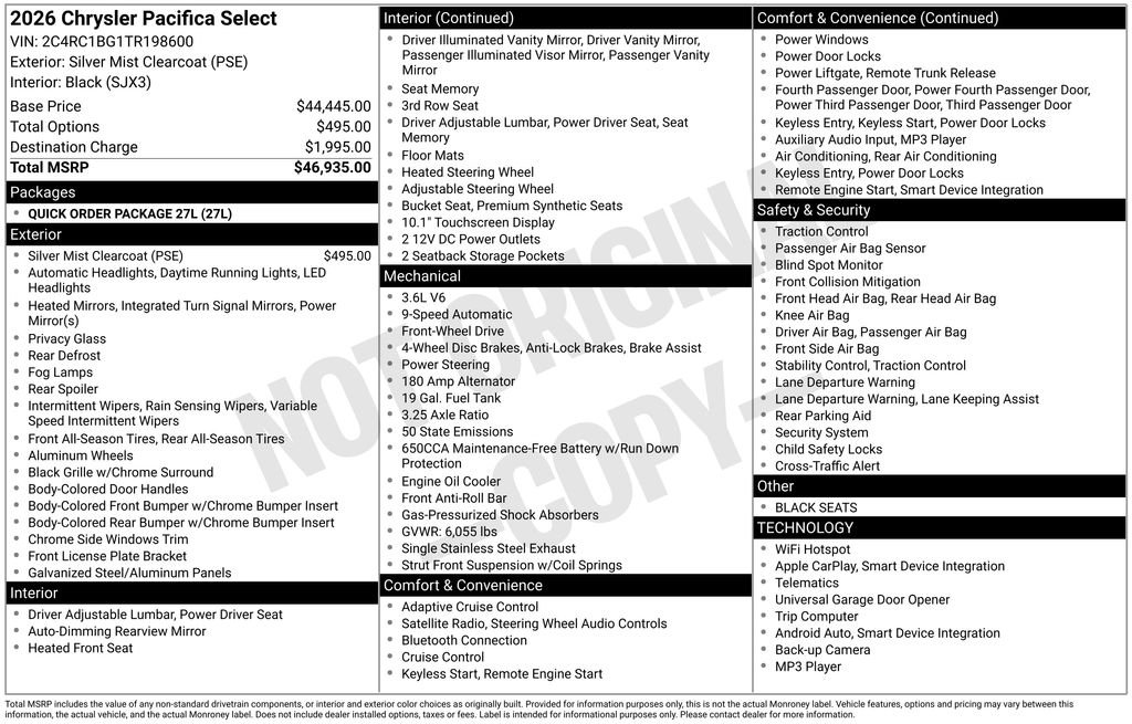 2026 Chrysler Pacifica Select - Photo 28