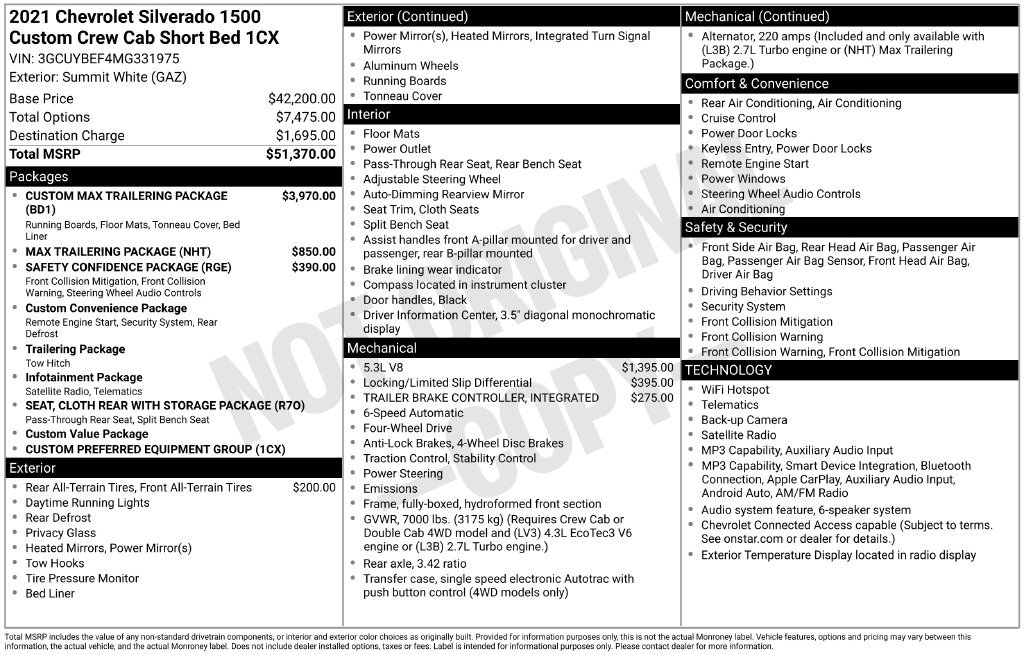 Used 2021 Summit White Chevrolet Custom image 6