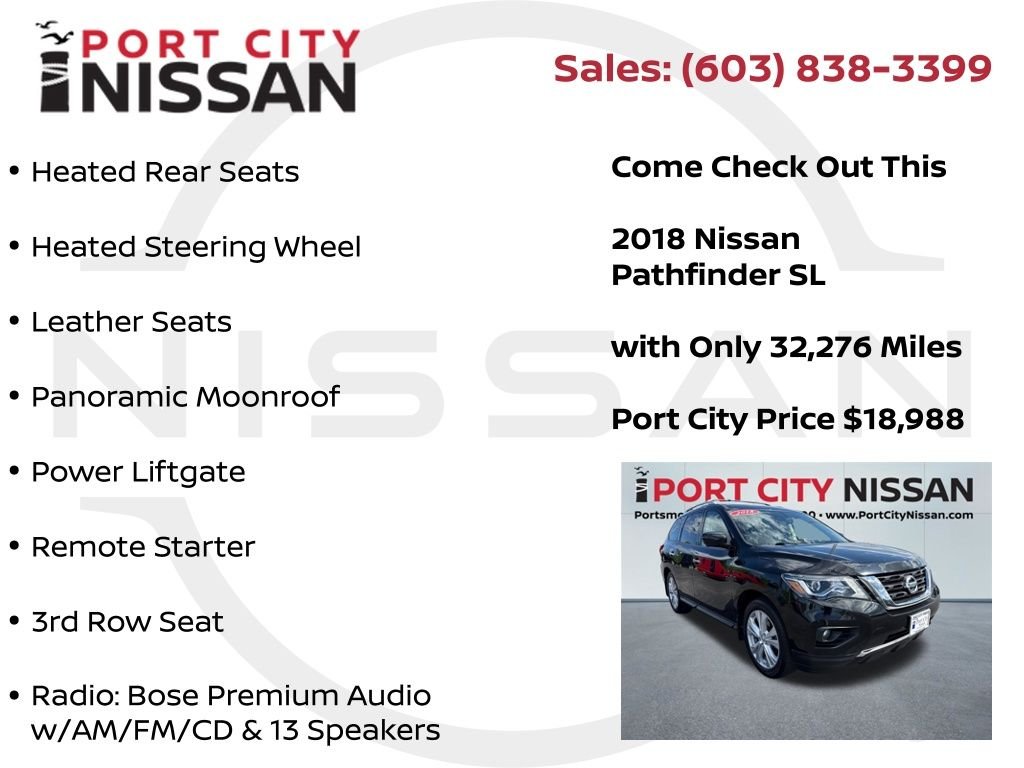 Used 2018 Magnetic Black Nissan SL V6 PREMIUM w/DUAL SUNROOF & 3rd ROW SEAT image 15