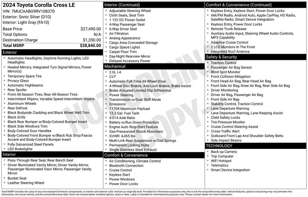Certified Used 2024 Silver Toyota LE image 2