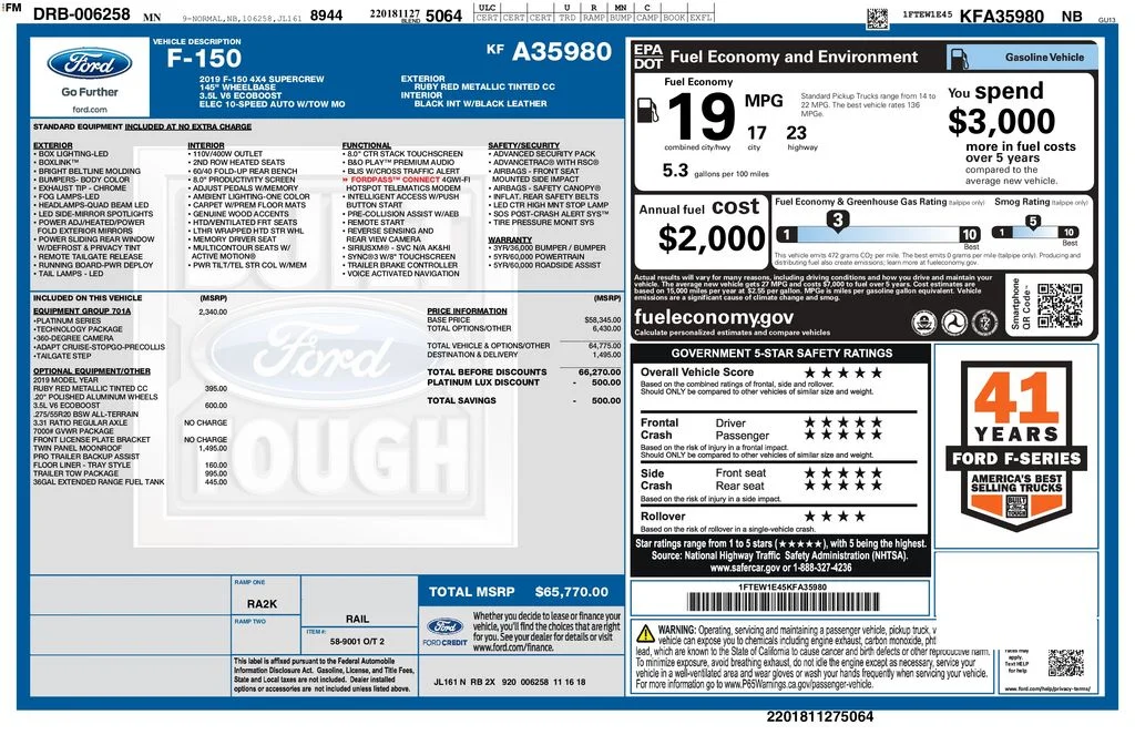 Used 2019 Red Ford Platinum image 3