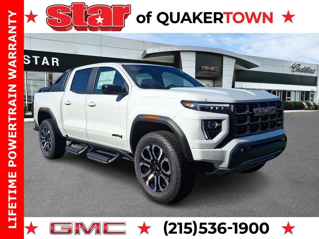 Summit White 2025 GMC Canyon AT4 Crew Cab 4WD Pickup Truck Four-Wheel Drive