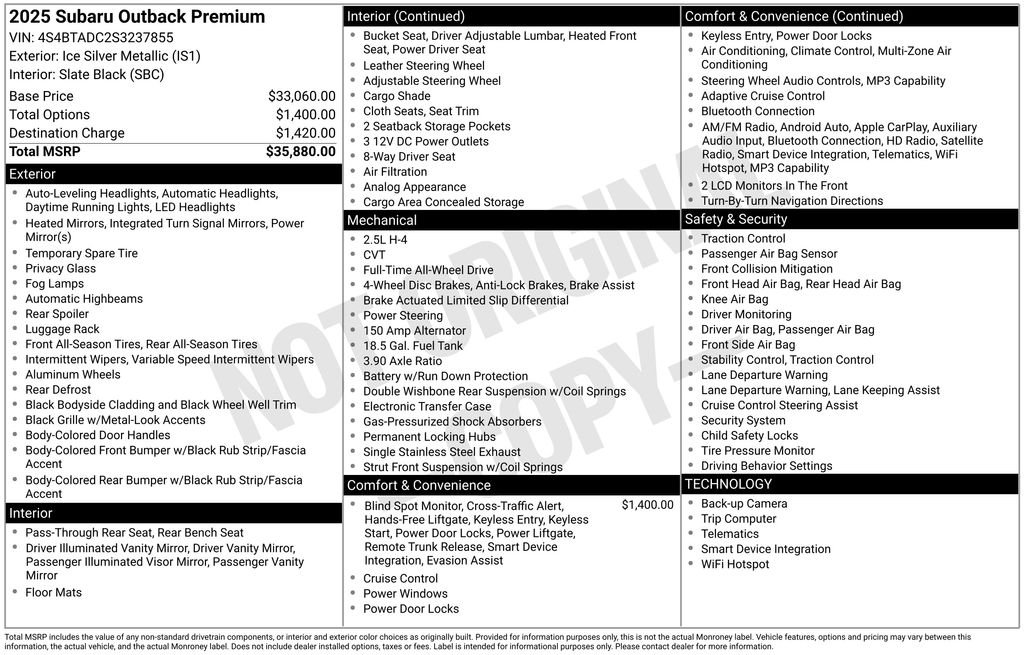 Used 2025 Silver Subaru Premium image 1