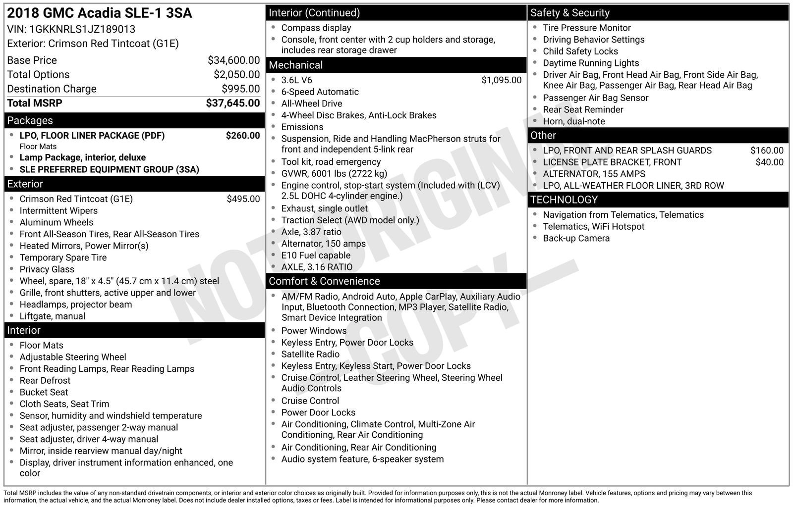 Used 2018 GMC Acadia SLE-1 with VIN 1GKKNRLS1JZ189013 for sale in Baxter, Minnesota