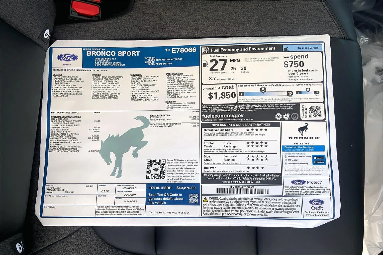 New 2026 Azure Gray Metallic Tri-Coat Ford Big Bend® image 18