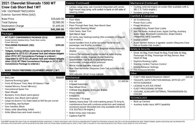 Used 2021 Summit White Chevrolet WT image 33