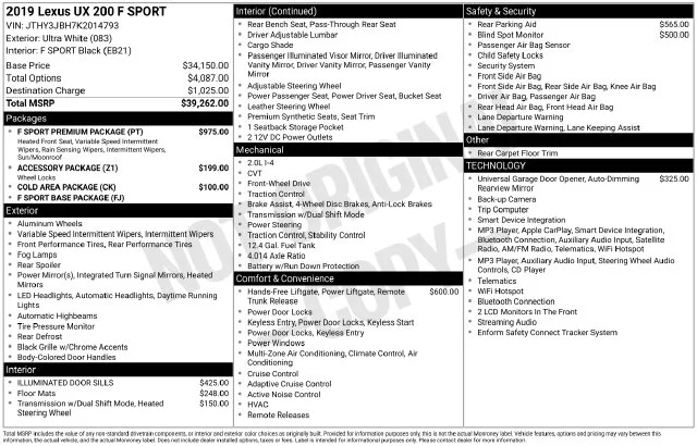 Used 2019 White Lexus 200 F SPORT image 3