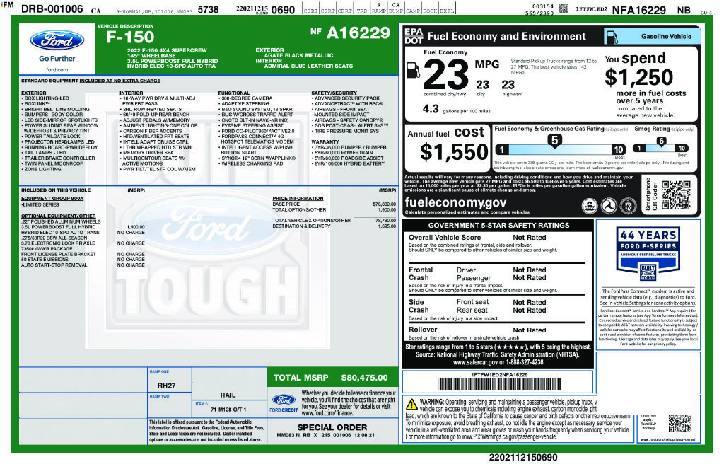 Used 2022 Black Ford Limited image 48