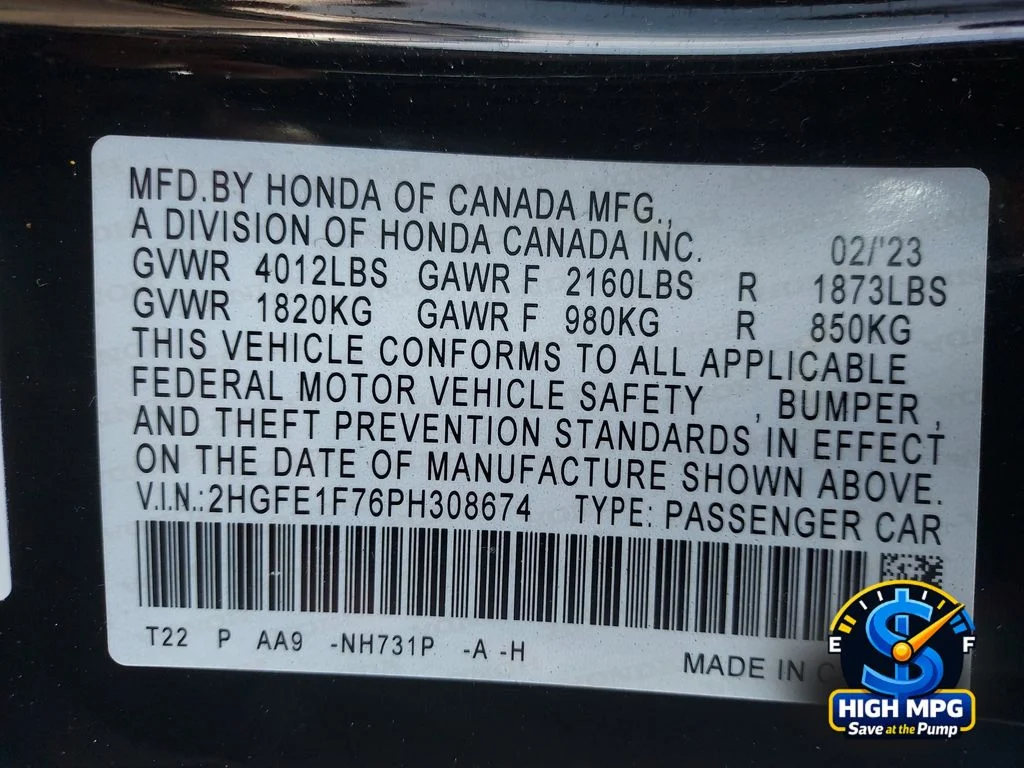Certified Used 2023 Crystal Black Pearl Honda 1.5T 4D EX image 35
