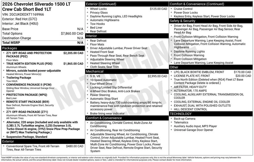 New 2026 Red Hot Chevrolet LT image 2