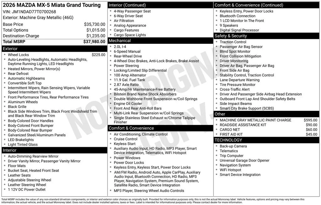 New 2026 Machine Gray Metallic Mazda Grand Touring image 22