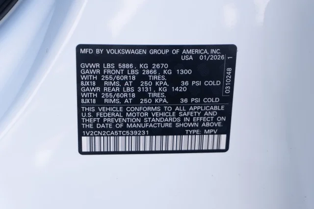 New 2026 Opal White Pearl Volkswagen 2.0T Peak Edition image 39