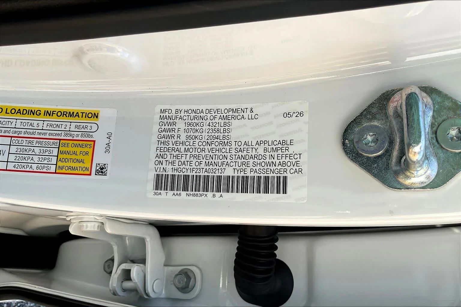 New 2026 Platinum White Pearl Honda LX image 19