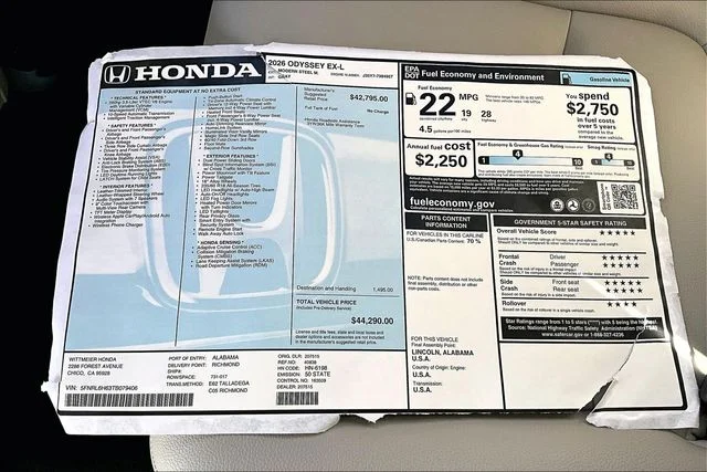 New 2026 Modern Steel Metallic Honda EX-L image 14