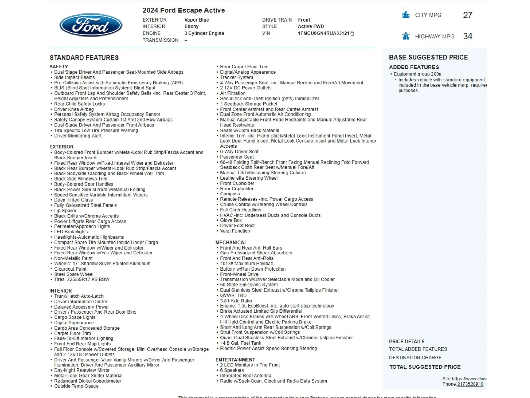 Used 2024 Vapor Blue Metallic Ford Active image 2