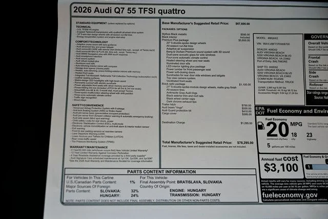 New 2026 Mythos Black Metallic Audi 55 Premium Plus image 39