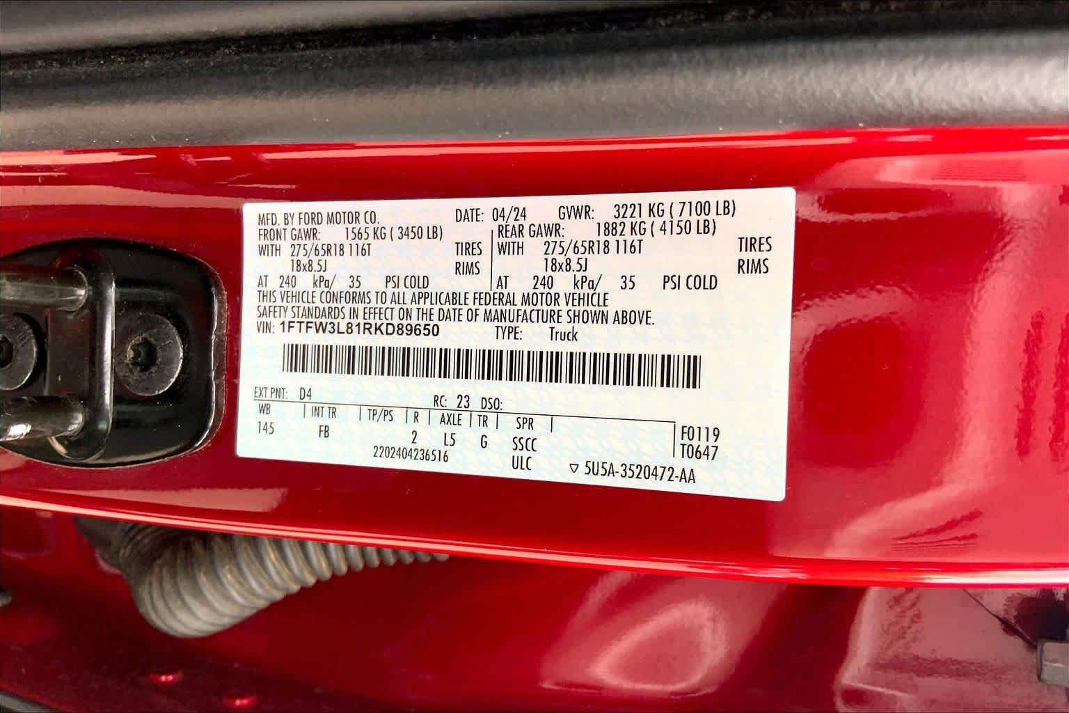 Certified Used 2024 Rapid Red Metallic Tinted Clearcoat Ford XLT image 34