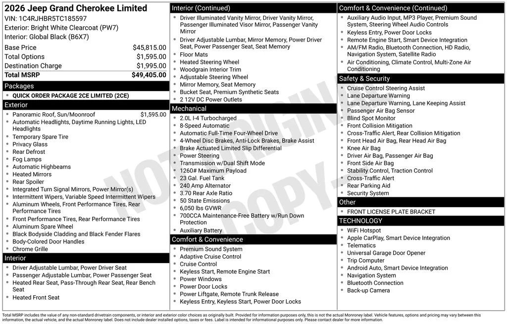 New 2026 Bright White Clear-Coat Exterior Paint Jeep Limited image 7