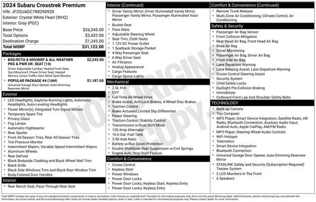 Used 2024 Crystal White Pearl Subaru Premium image 32