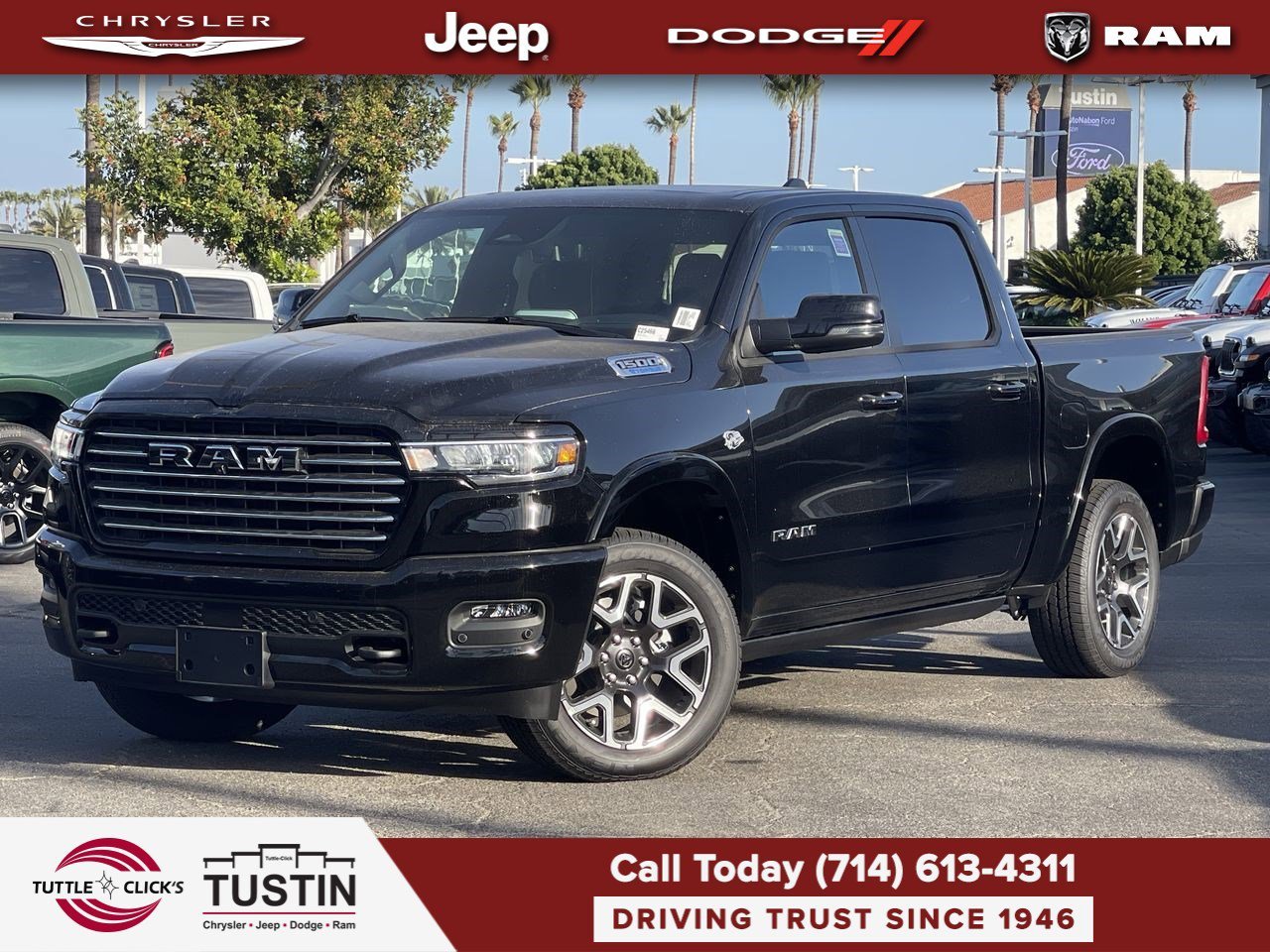 New 2026 Diamond Black Crystal Pearl-Coat Exterior Paint RAM Laramie image 1