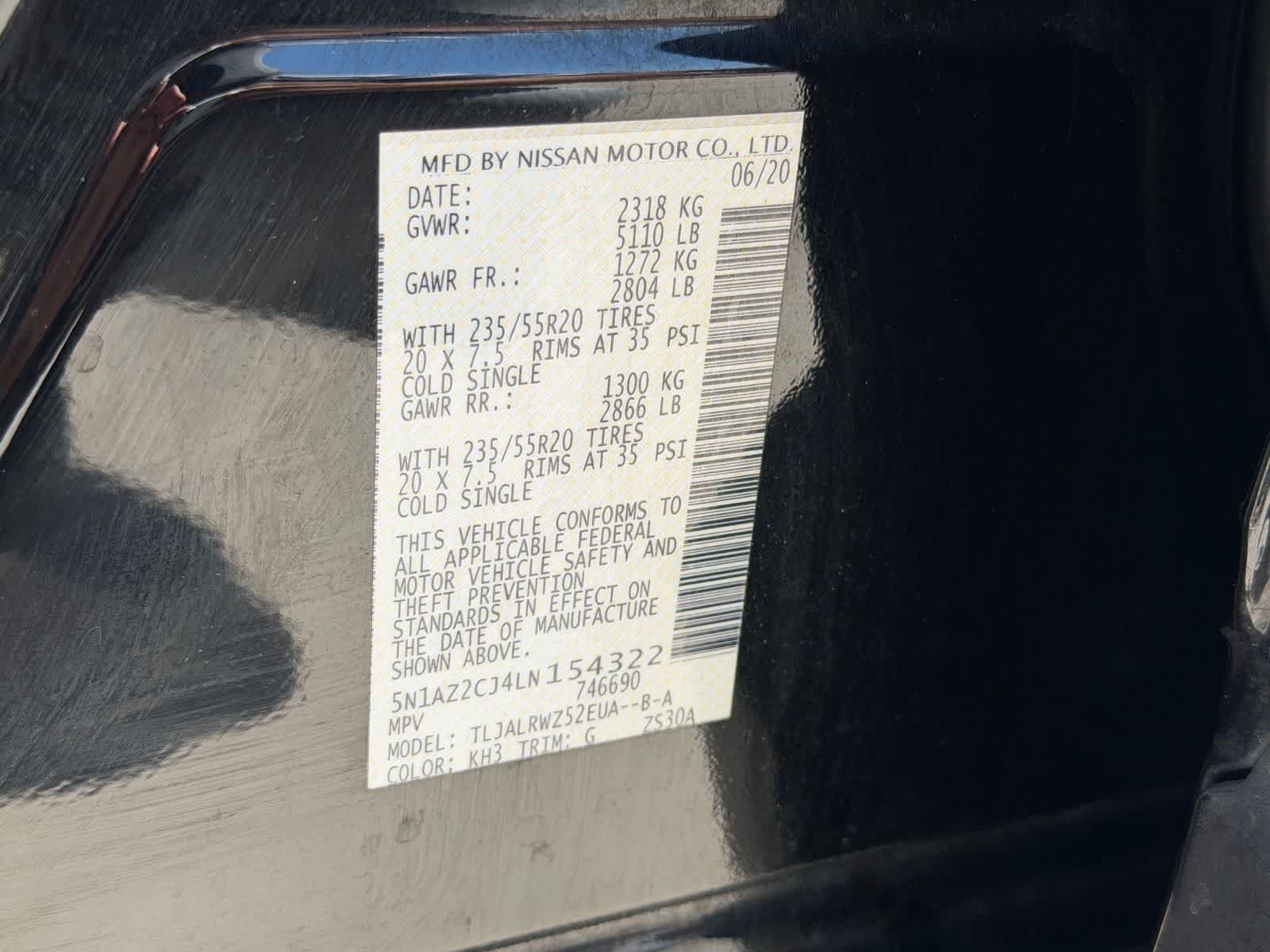 Certified Used 2020 Super Black Metallic Nissan SL image 30
