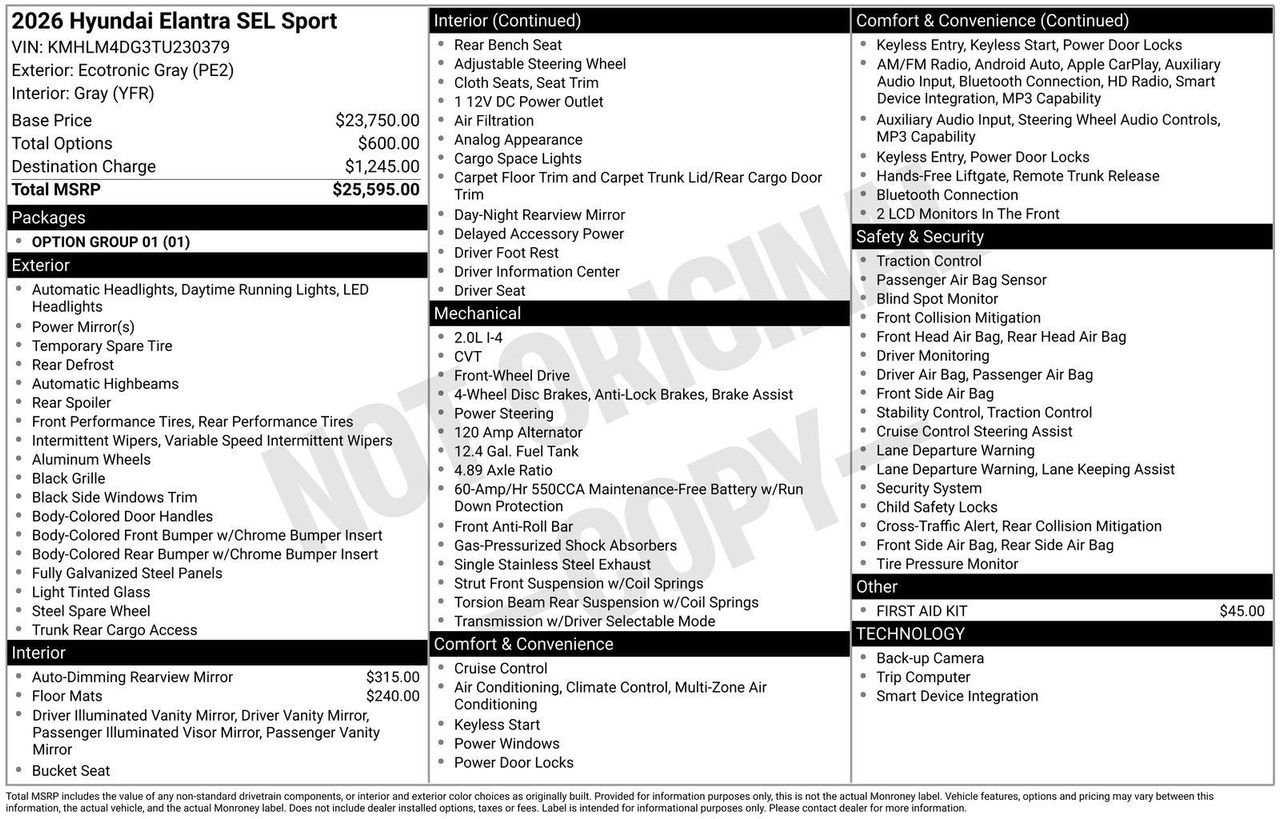 New 2026 Ecotronic Gray Hyundai SEL Sport image 4