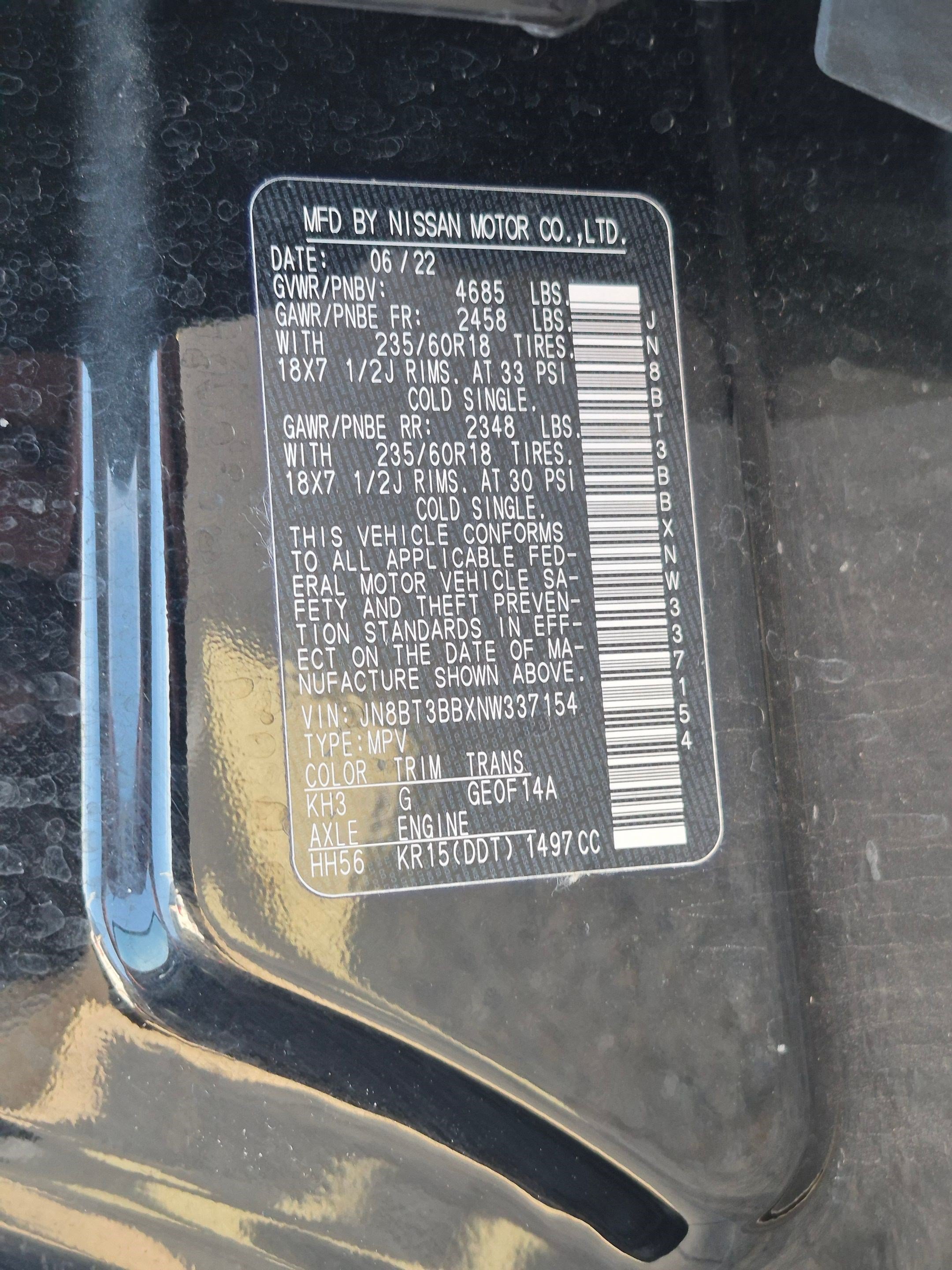 Certified Used 2022 Super Black Nissan SV image 33