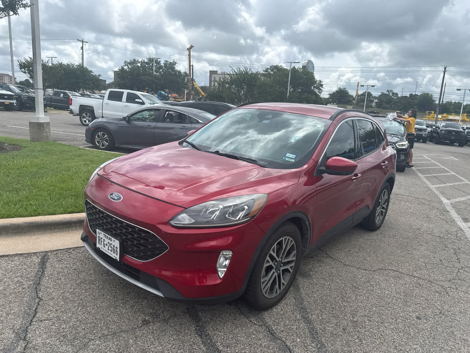 Used 2021 Rapid Red Metallic Tinted Clearcoat Ford SEL image 2