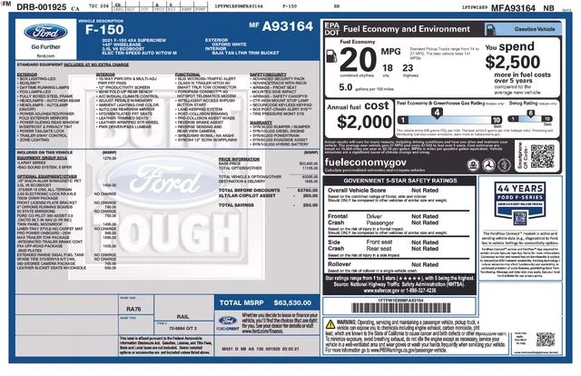 Used 2021 Oxford White Ford Lariat image 38