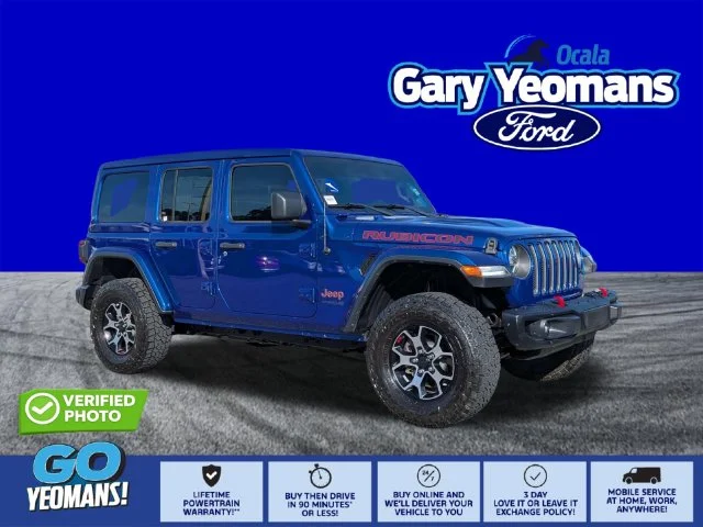Certified Used 2020 Ocean Blue Metallic Jeep Unlimited Rubicon image 1