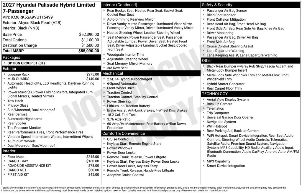 New 2027 Black Hyundai Limited 7P image 19