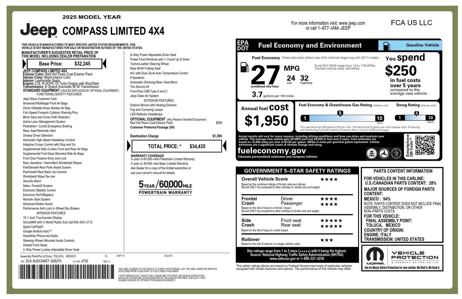 Used 2025 Red Hot Pearlcoat Jeep Limited image 2