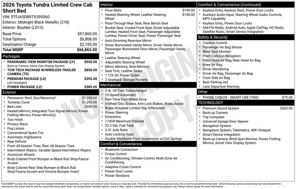 New 2026 Midnight Black Metallic Toyota  Limited image 33