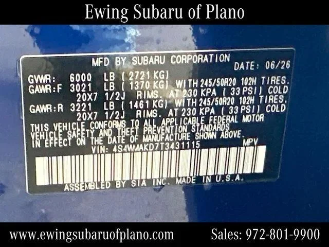 New 2026 SAPPHIRE BLUE PEARL Subaru Touring 7-Passenger image 70