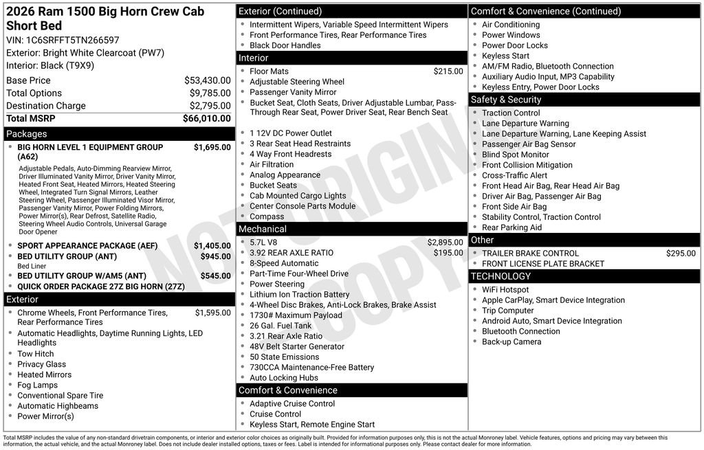 New 2026 Bright White Clearcoat RAM Big Horn/Lone Star image 26