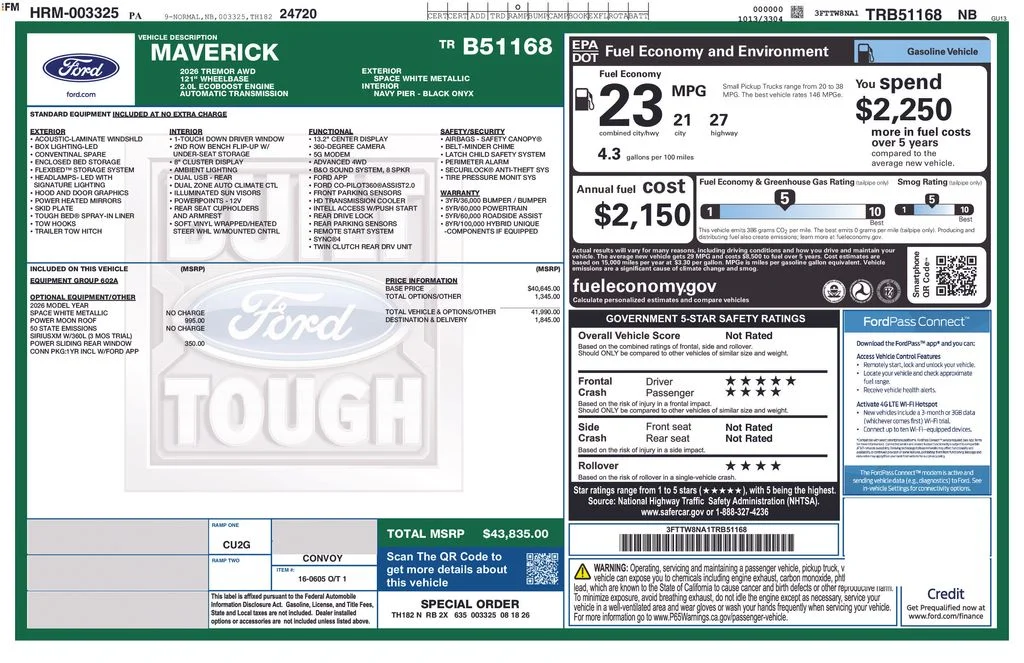 New 2026 White Ford Tremor image 7