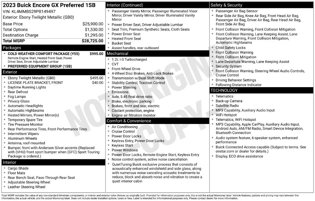 Used 2023 Black Buick Preferred image 2