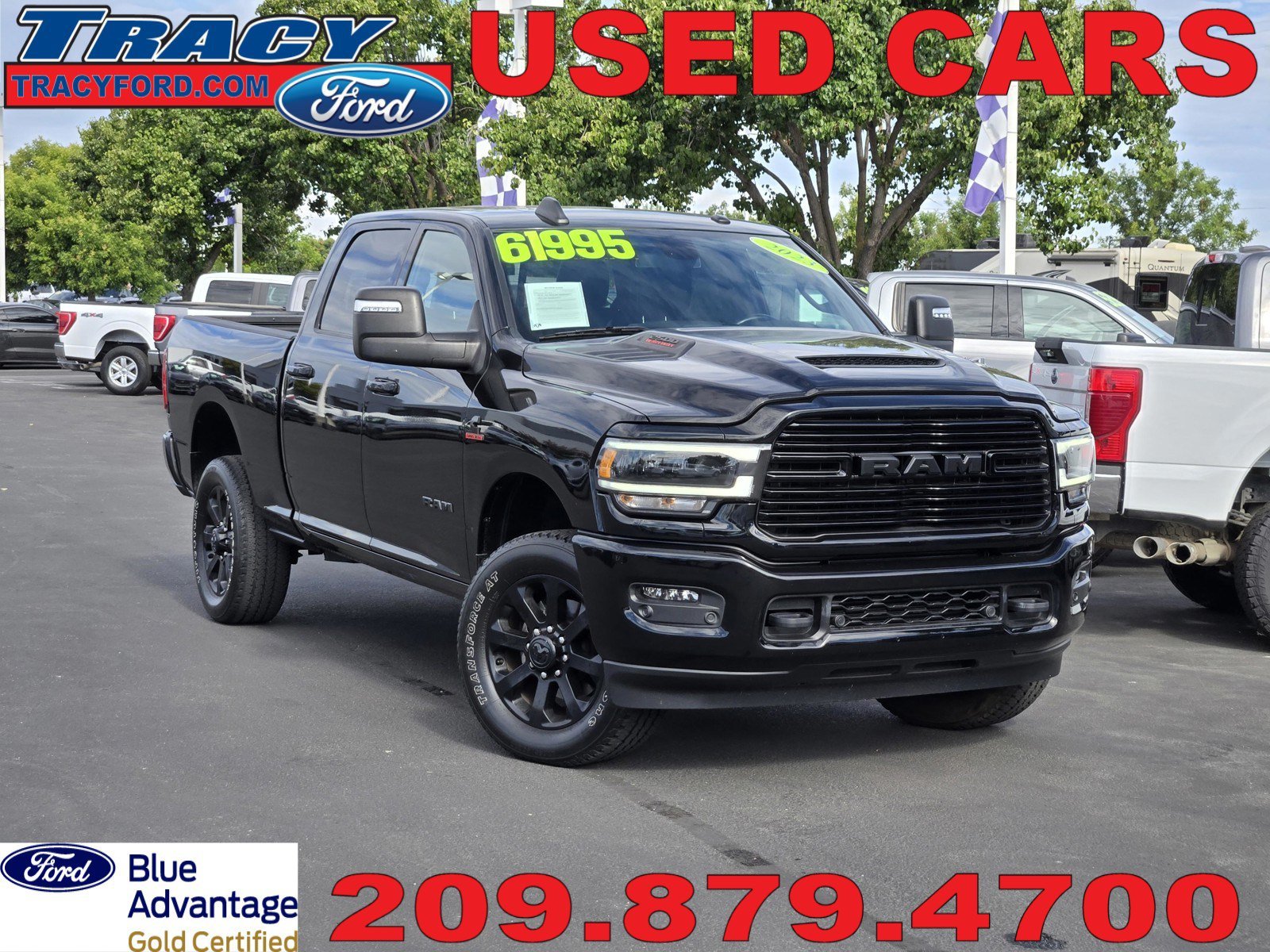 Used 2023 Diamond Black Crystal Pearlcoat Ram Laramie image 1