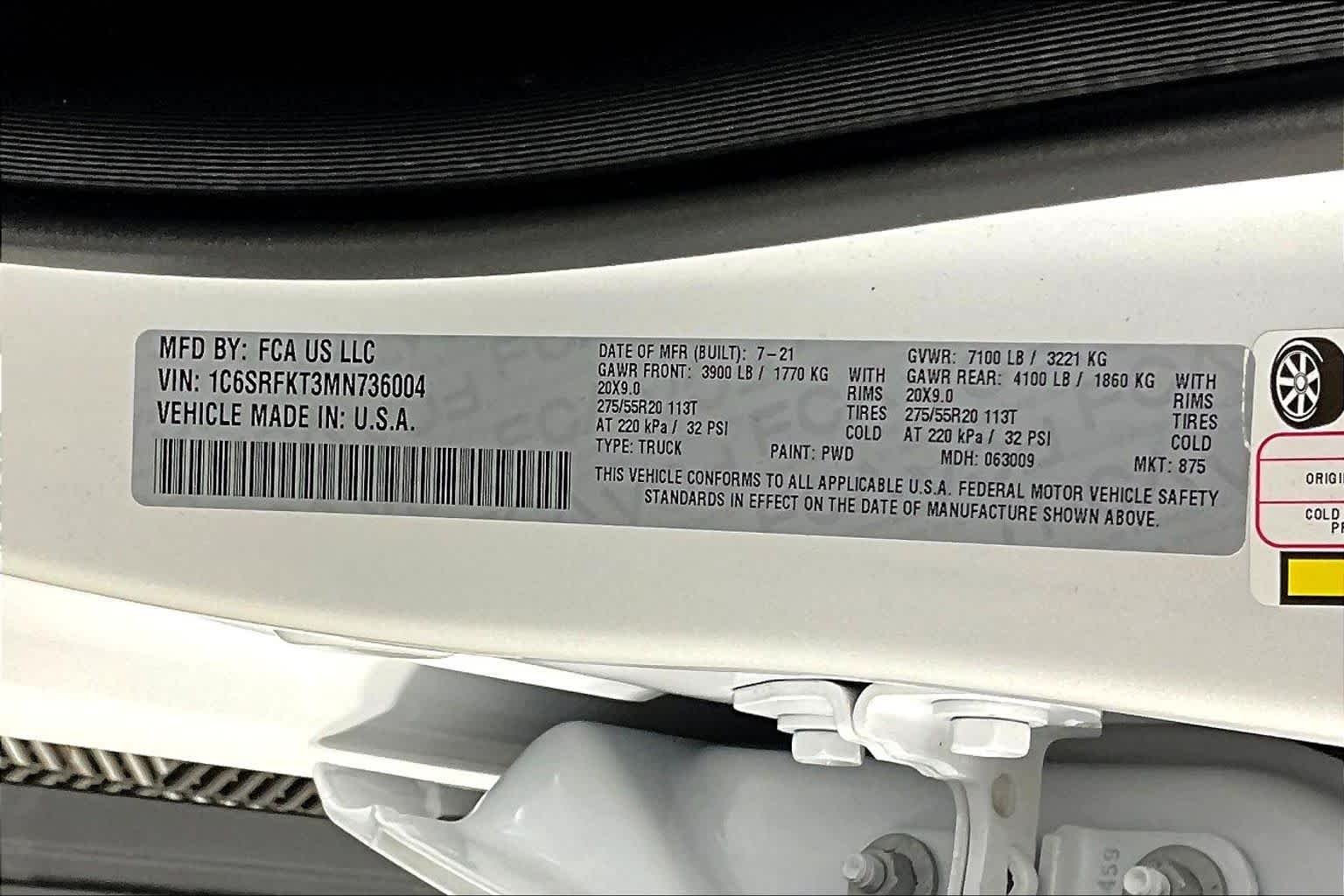 Used 2021 Ivory White Tri-Coat Pearlcoat Ram Longhorn image 46