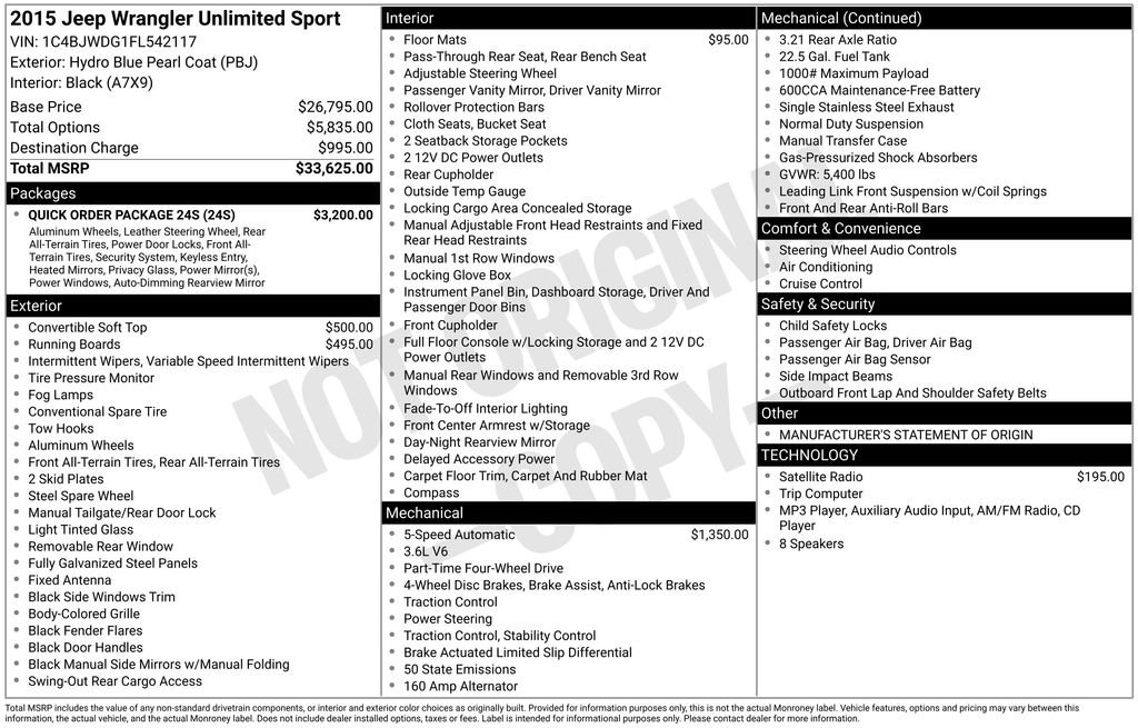 Used 2015 Blue Jeep Unlimited Sport image 2