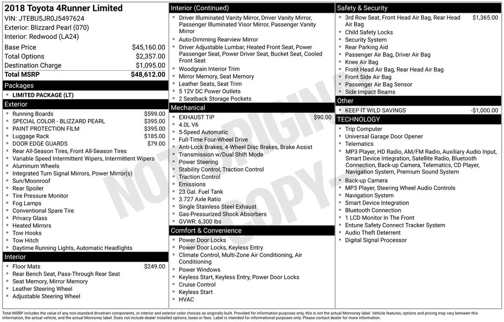 Used 2018 White Toyota Limited image 3