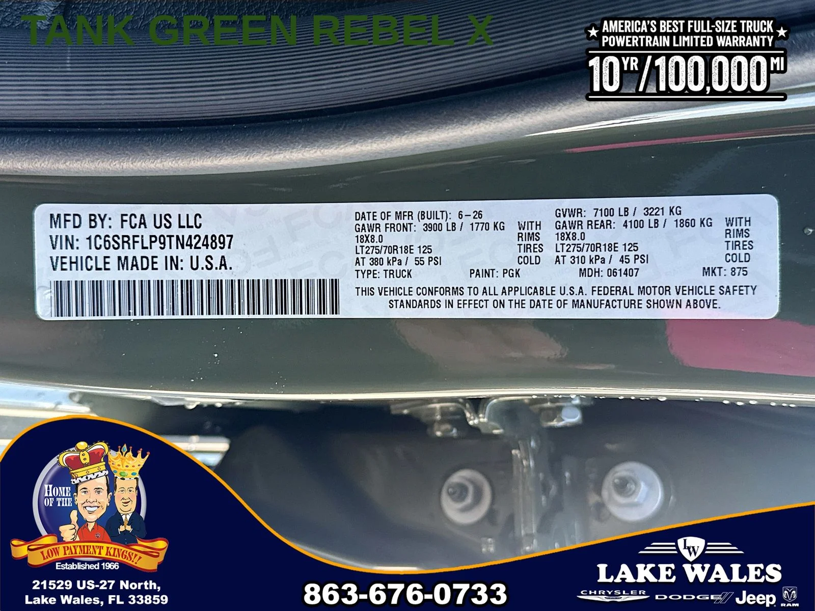 New 2026 Tank Exterior Paint RAM REBEL image 32