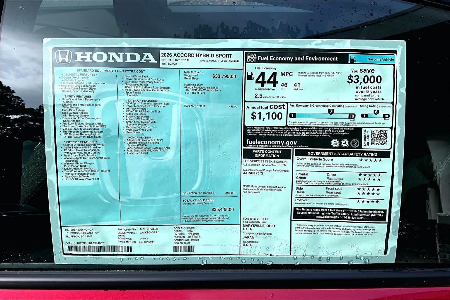 New 2026 Radiant Red Metallic Honda Sport image 17