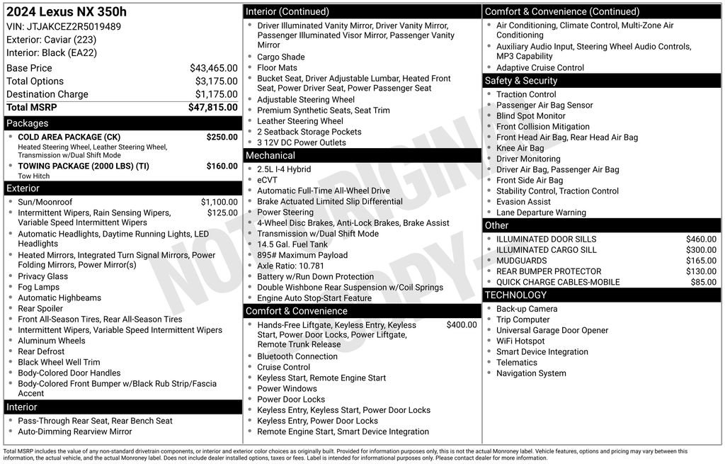 Used 2024 Black Lexus 350h Base image 21