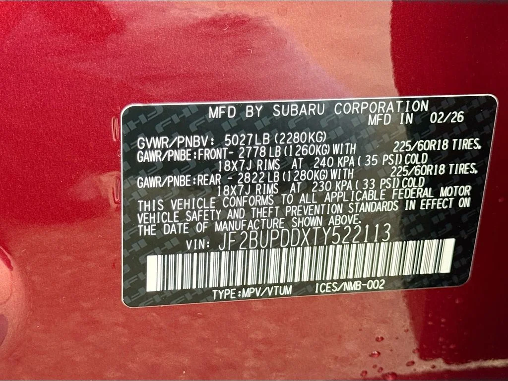 New 2026 CRIMSON RED PEARL Subaru Limited image 43