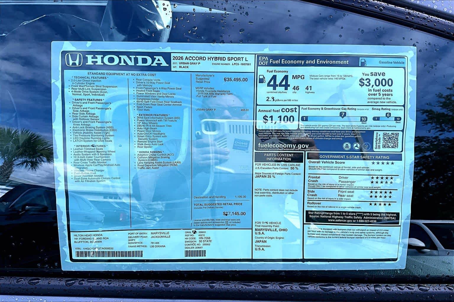 New 2026 Urban Gray Pearl Honda Sport-L image 17
