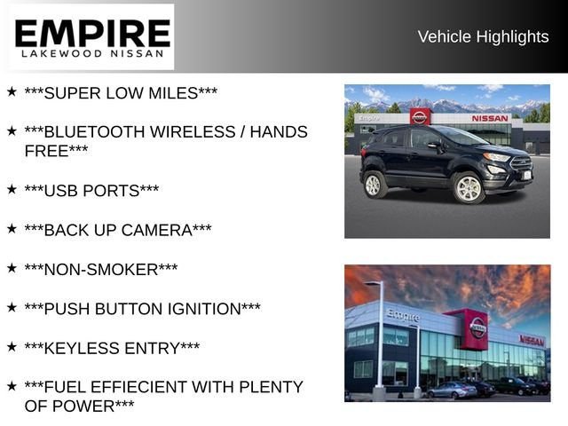 Used 2021 Ford EcoSport SE with VIN MAJ6S3GL6MC396726 for sale in Lakewood, CO