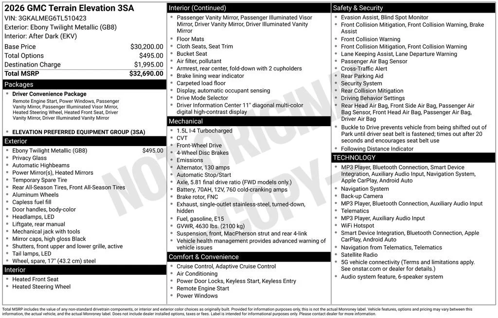 New 2026 Ebony Twilight Metallic GMC Elevation image 4